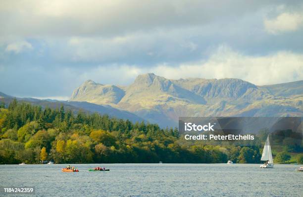 Lake Windermere With Langdale Pikes In The Background Stock Photo - Download Image Now
