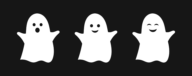 Three cute ghosts. Halloween vector illustration.