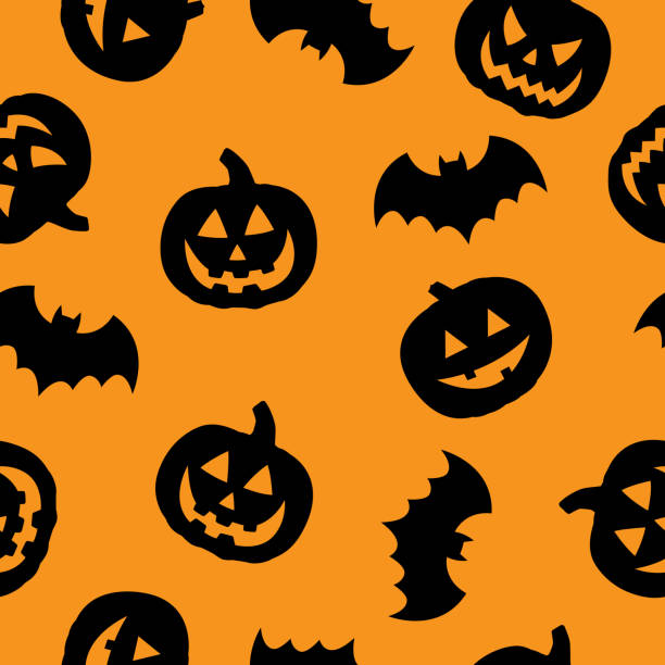 ilustrações de stock, clip art, desenhos animados e ícones de halloween pattern 1 - pumpkin autumn pattern repetition