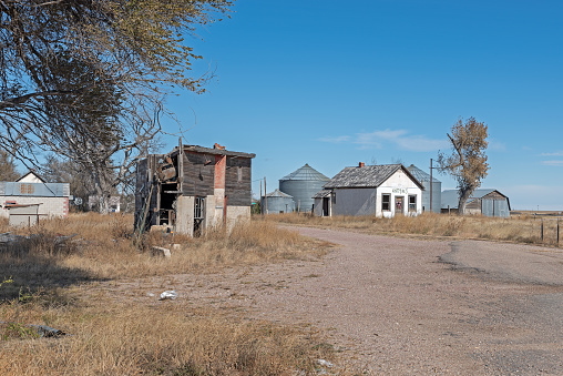 buildings in the ghost town of Angora, Nebraska