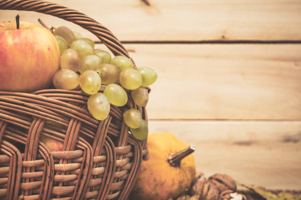 istock Basket with autumn harvest 1184247417