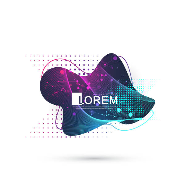 Modern abstract graphic design element with geometric lines and dots. Geometrical dynamic shape for your design. Scientific vector illustration Modern abstract graphic design element with geometric lines and dots. Geometrical dynamic shape for your design. Scientific vector illustration. probiotic pattern stock illustrations