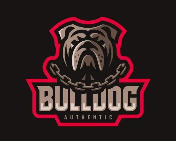 Vector illustration of Bulldog modern logo. Dog design emblem template for a sport and eSport team.