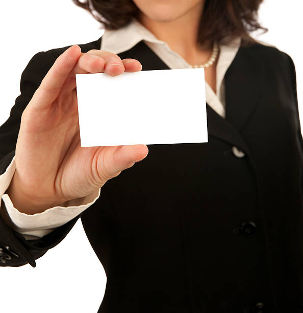 istock Business Woman with Blank Card 118424844