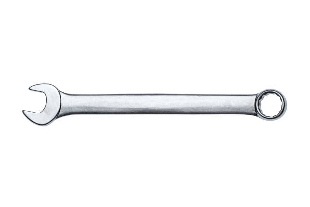 istock Wrench isolated on white background, hand tool top view. 1184249647