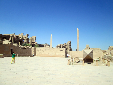 July 19th 2023, Aswan,Egypt:Tourist walking around at Philae Temple.The Philae temple complex is an island-based temple complex in the reservoir of the Aswan Low Dam, downstream of the Aswan Dam and Lake Nasser, Egypt.