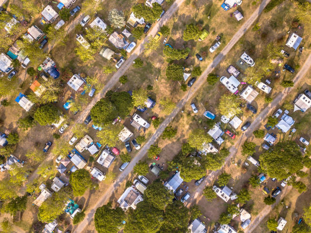istock Aerial view of campsite 1184255393