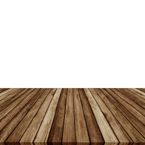 istock Wood plank brown on white backgroun, Perspective floor. 1184261818