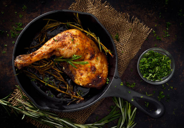 istock Chiken leg in a skillet 1184269287