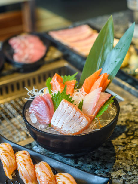istock japanese traditional food  raw fish sashimi 1184270288