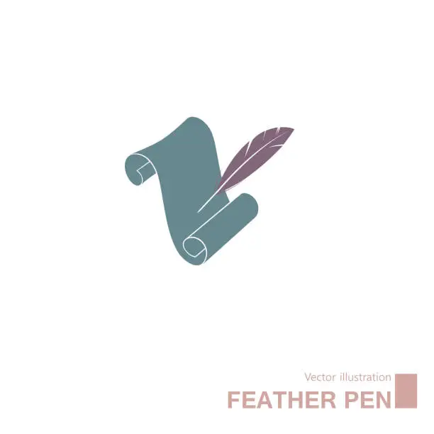 Vector illustration of Vector drawn feather pen.