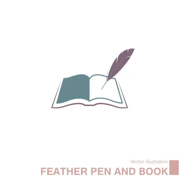 Vector illustration of Vector drawn feather pen.