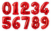 Red foil numbers balloons