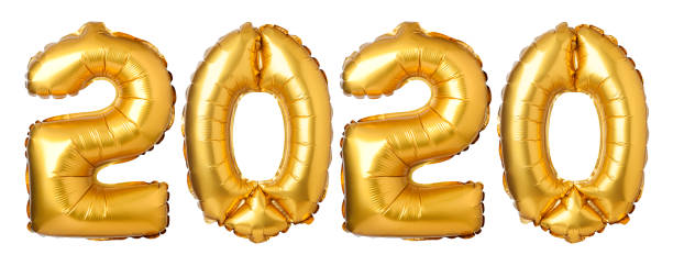 istock Numbers 2020 made of  golden balloons 1184279049