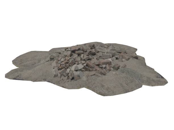 istock Heap of rubble and debris isolated on white 3d illustration 1184281611
