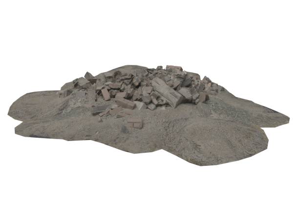 istock Heap of rubble and debris isolated on white 3d illustration 1184281625