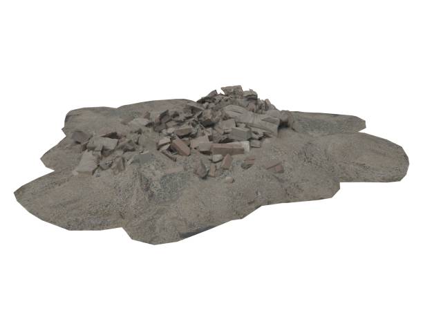 istock Heap of rubble and debris isolated on white 3d illustration 1184281631
