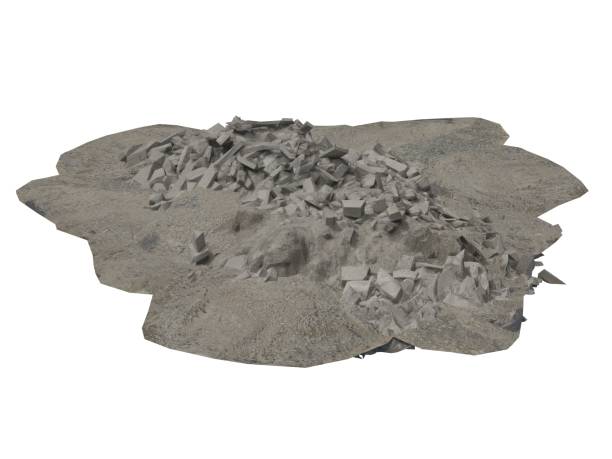 istock Heap of rubble and debris isolated on white 3d illustration 1184281643