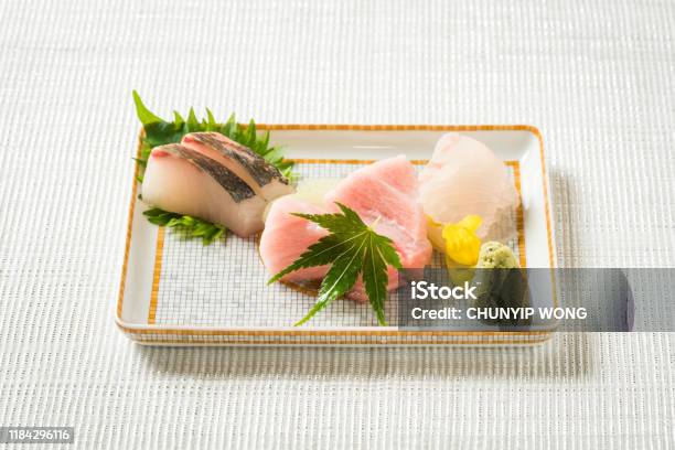 Close Up Of Delicious Sashimi On A Plate Stock Photo - Download Image Now - Opah, Wahoo - Fish, Fillet