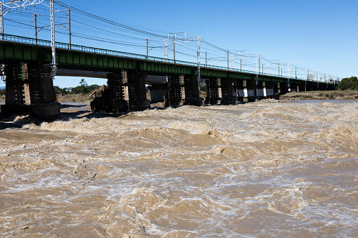 Tama River flooded by typhoon