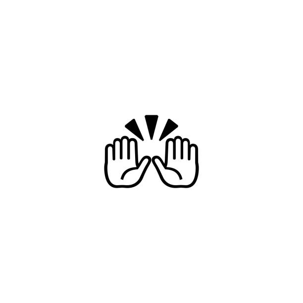 ikona wektora podnoszenia rąk. odizolowana modląc się ręce płaska ikona - hand raised stock illustrations