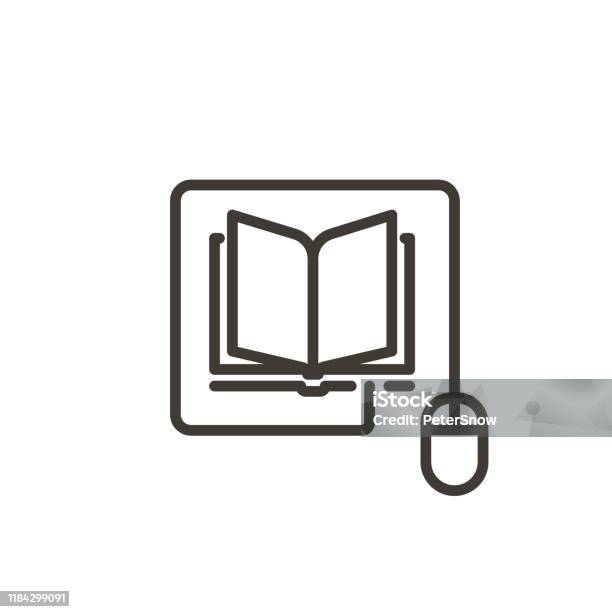 Mouse Connected To A Book Icon Trendy Vector Thin Line Illustration For Concepts Of Online Reading Elearning Online Education Articles And News Websites Stock Illustration - Download Image Now