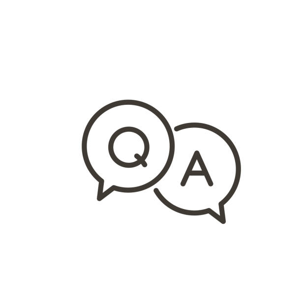 ilustrações de stock, clip art, desenhos animados e ícones de questions and answers icon with speech bubble and q and a letters. vector minimal trendy thin line illustration for frequently asked questions concepts in websites, social networks, business pages - alphabet letter text letter q