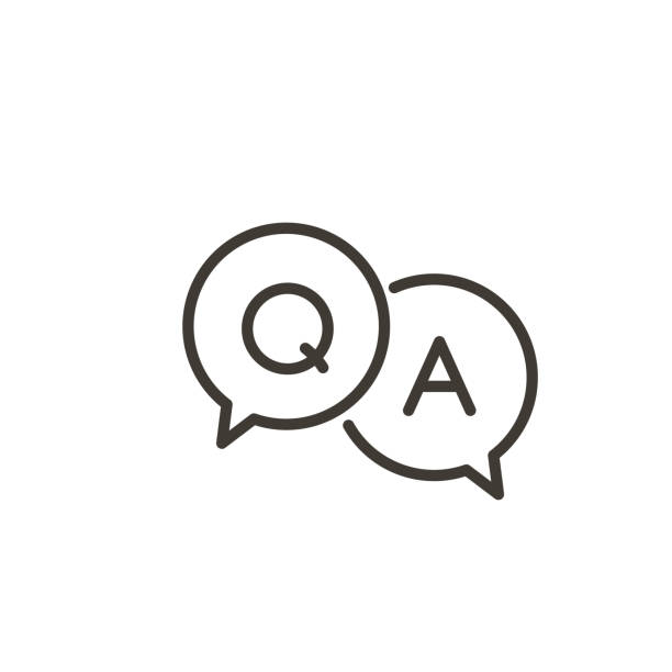 Questions and answers icon with speech bubble and q and a letters. Vector minimal trendy thin line illustration for frequently asked questions concepts in websites, social networks, business pages Vector eps10 q and a illustrations stock illustrations