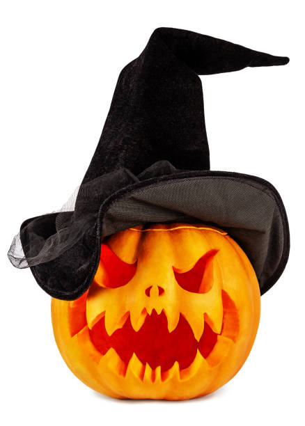 istock Scary Halloween Pumpkin in Hat 1184304547