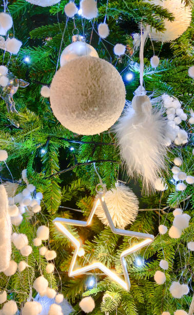 istock Close up of beautifully decorated Christmas tree 1184306037