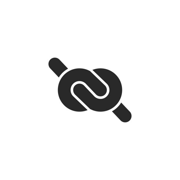logo-knoten in form von unendlich einfachen schwarz-weiß emblem eng geknüpft knoten symbol - knoten stock-grafiken, -clipart, -cartoons und -symbole