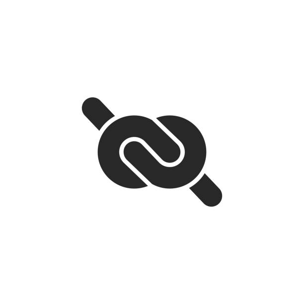 illustrations, cliparts, dessins animés et icônes de noeud de logo sous la forme de l'icône simple d'emblème noir et blanc d'infini étroitement noué - tied knot