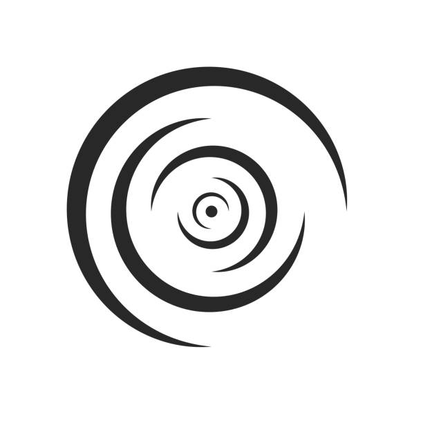 ilustrações de stock, clip art, desenhos animados e ícones de rounded lines of ripples of liquid logo diverge to the sides concentric shape monochrome design element - ripple