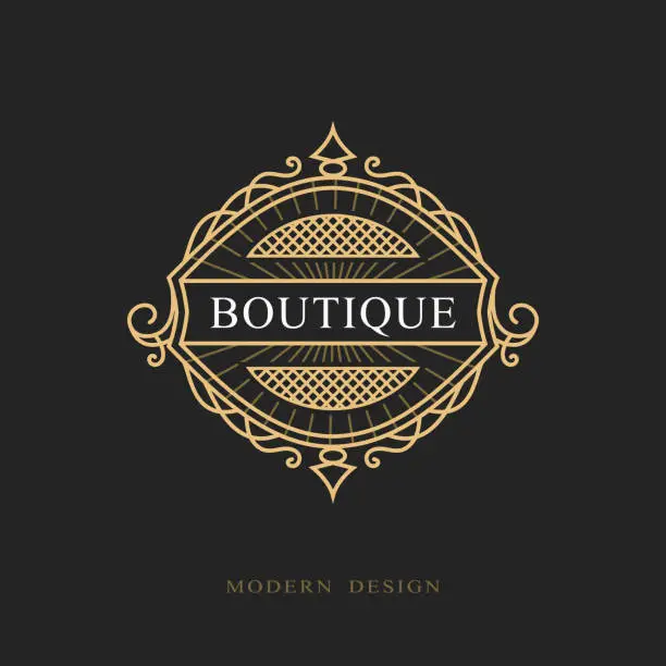 Vector illustration of Monogram Design Elements, Graceful Template. Calligraphic Elegant Line Art Logo Design. Emblem Sign for Royalty, Business Card, Boutique, Hotel, Restaurant, Wine. Frame for Label. Vector Illustration