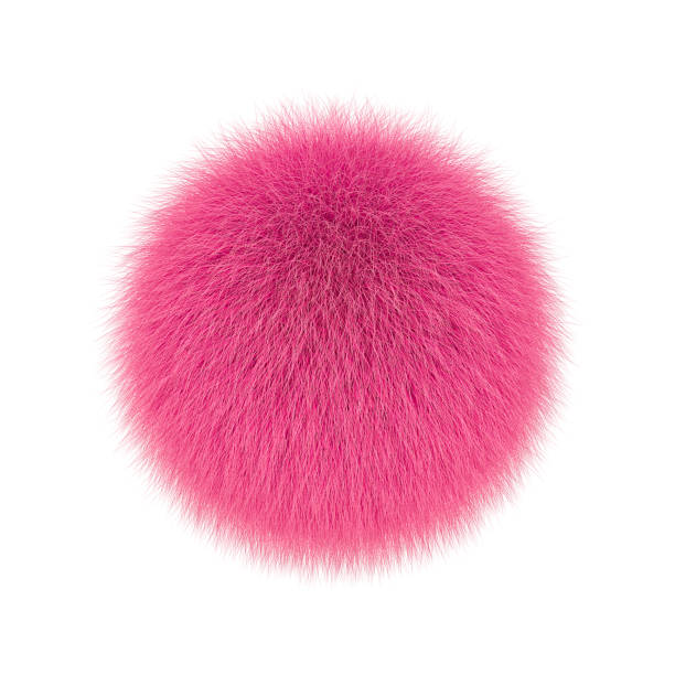 istock Pink fluffy ball, fur pompon isolated on white 1184317291