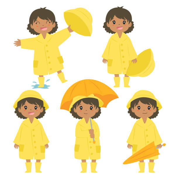 68 Cartoon Of Yellow Raincoat And Hat 