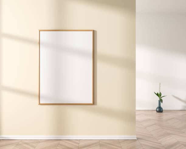 istock Mock up poster frame in modern style interior. Minimalist interior design. 3D illustration. 1184324856