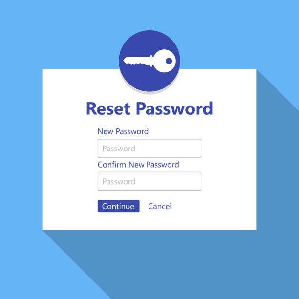 illustrazioni stock, clip art, cartoni animati e icone di tendenza di reimposta illustrazione password reimpostare il concetto di vettore password dimenticata sfondo blu - password