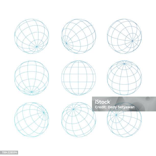 Сфера Земного Шара С Сеткой — стоковая векторная графика и другие изображения на тему Глобус - Глобус, Планета, Трёхразмерный
