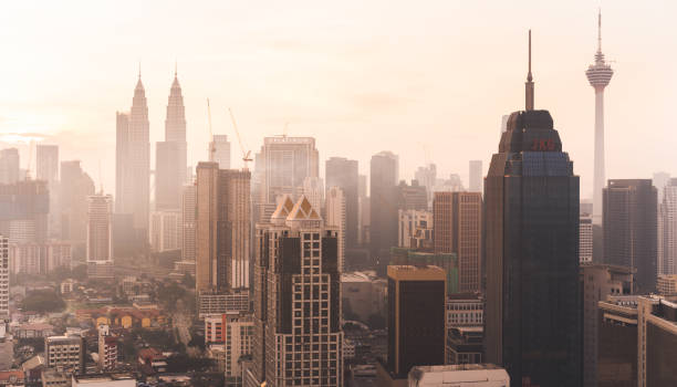 Panoramic Sunrise view in Kuala Lumpur. stock photo