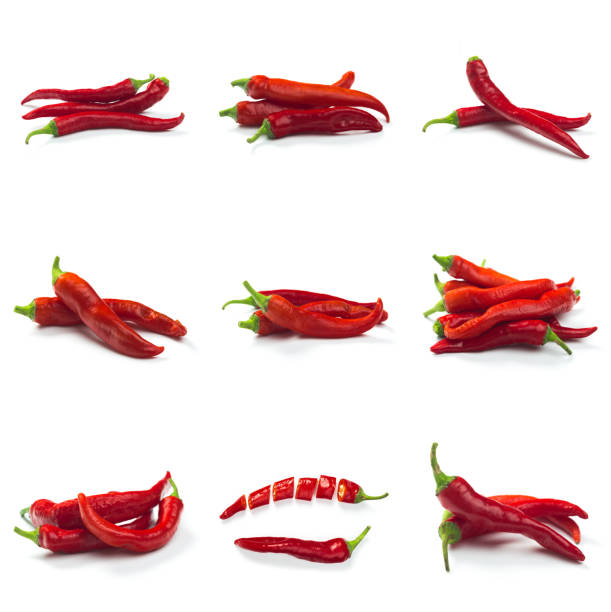 istock Set of red chili pepper isolate on white with clipping path 1184334210