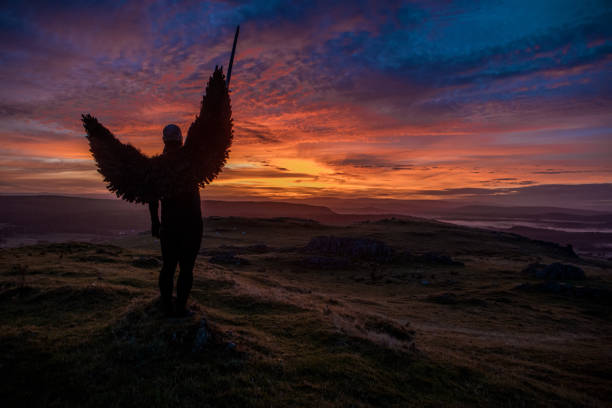 Black Winged Warrior Angel at dawn