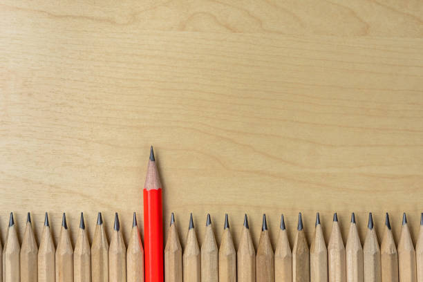 istock Different pencil standout show leadership concept. 1184345433