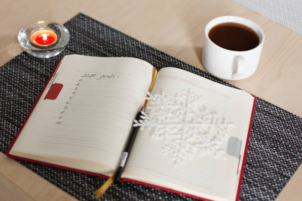 istock New Year's goals with christmas decorations and candles. 1184346457