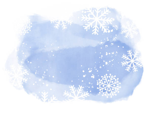 абстрактный зимний пейзаж на светло-голубых акварелях со снежинками на белом фоне и копировать пространство. - white denmark nordic countries winter stock illustrations