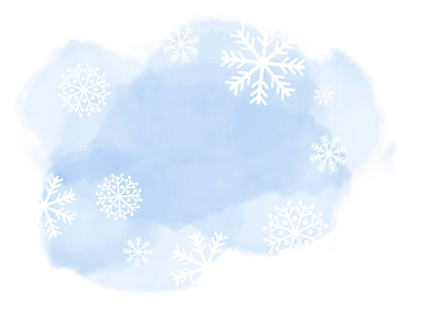 абстрактный зимний пейзаж на светло-голубых акварелях со снежинками на белом фоне и копировать пространство. - white denmark nordic countries winter stock illustrations