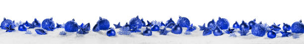 istock Christmas border with blue ornaments 1184346802