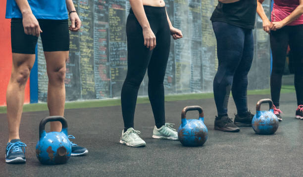 istock Unrecognizable group of athletes with kettlebells 1184346961