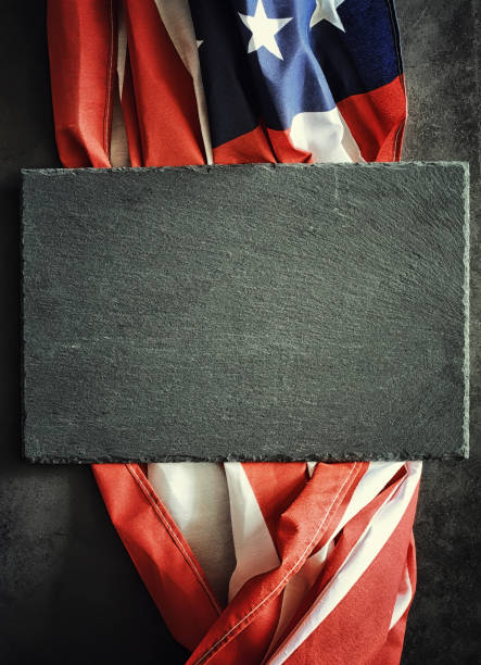 istock American flag on a black background. Space for text. 1184350488