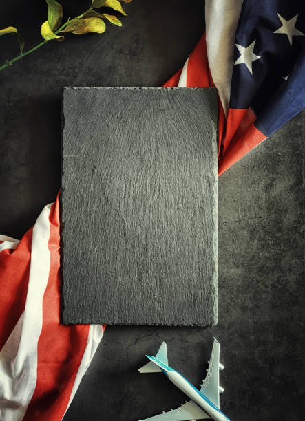 istock American flag on a black background. Space for text. 1184350583